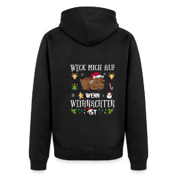 Lustiges Wecke Mich Auf Wenn Weihnachten Ist Ziege - Unisex Premium Bio Zip Hoodie - Schwarz - Hinten - Nico (187cm)