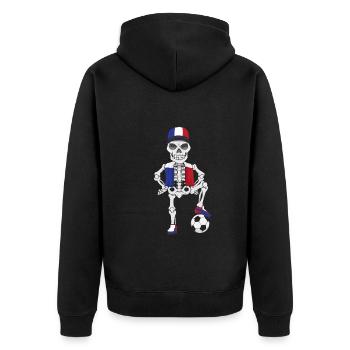 Frankreich Fußball Skelett Fan Team - Unisex Premium Bio Zip Hoodie - Schwarz - Hinten - Nico (187cm)