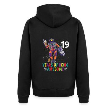 19th Birthday Astronaut Astronomy Solar System - Unisex Premium Bio Zip Hoodie - Schwarz - Hinten - Nico (187cm)