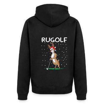 Golf Weihnachten Golfer Rentier Golfen Rugolf - Unisex Premium Bio Zip Hoodie - Schwarz - Hinten - Nico (187cm)