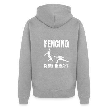 Fencing Is My Therapy Fechten - Unisex Premium Organic Zip Hoodie - heather grey - Back - Nico (187cm)