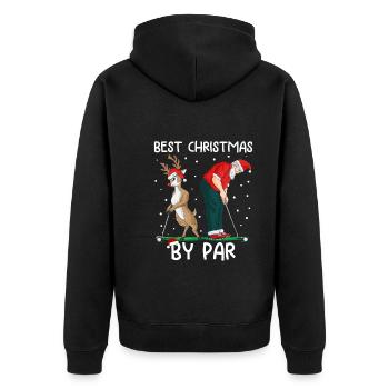 Golf Weihnachten Golfer Rentier Weihnachtsmann - Unisex Premium Bio Zip Hoodie - Schwarz - Hinten - Nico (187cm)