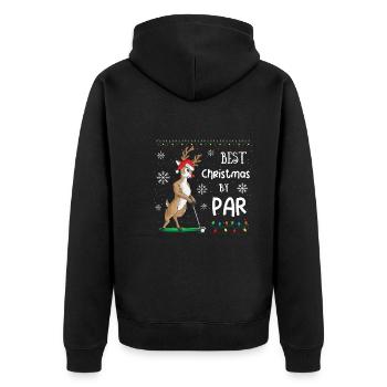 Golf Weihnachten Golfer Rentier - Unisex Premium Bio Zip Hoodie - Schwarz - Hinten - Nico (187cm)
