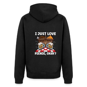 Picnic Lover Picnic Food Basket Picnic Date - Unisex Premium Organic Zip Hoodie - black - Back - Nico (187cm)