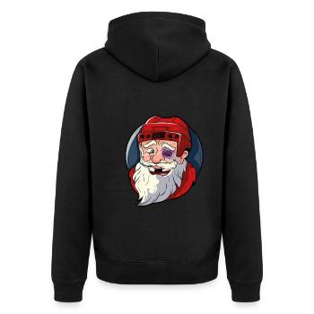Eishockey Weihnachtsmann Torwart Weihnachten - Unisex Premium Bio Zip Hoodie - Schwarz - Hinten - Nico (187cm)