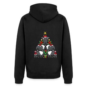 Tapir Weihnachtsbaum Tier - Unisex Premium Bio Zip Hoodie - Schwarz - Hinten - Nico (187cm)