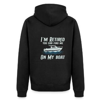 Boating Boat Captain Pontoon Sailor Cruising - Unisex Premium Bio Zip Hoodie - Schwarz - Hinten - Nico (187cm)