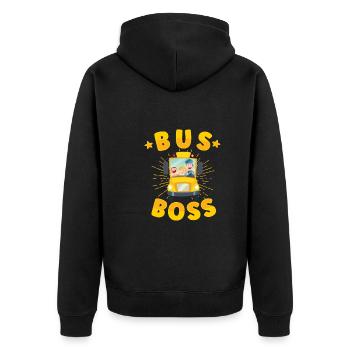 Schulbusfahrer Sei Nett Zum Schulbusfahrer - Unisex Premium Bio Zip Hoodie - Schwarz - Hinten - Nico (187cm)