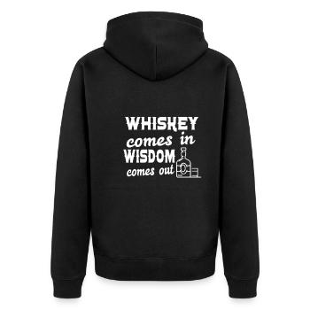 Whiskey goes in Wisdom goes out for Whiskey Fans - Unisex Premium Organic Zip Hoodie - black - Back - Nico (187cm)