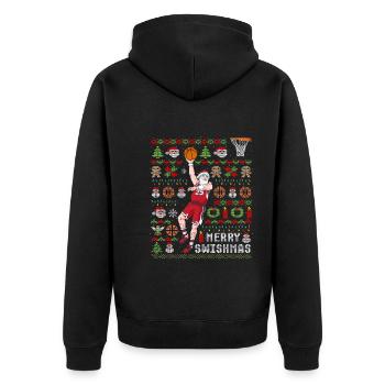 Ugly Christmas Basketball Wurf Weihnachten Spieler - Unisex Premium Bio Zip Hoodie - Schwarz - Hinten - Nico (187cm)