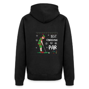 Golf Elf Weihnachten Golfer - Unisex Premium Bio Zip Hoodie - Schwarz - Hinten - Nico (187cm)