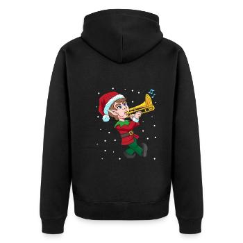 Posaunen Elf Weihnachten Instrument Orchester - Unisex Premium Bio Zip Hoodie - Schwarz - Hinten - Nico (187cm)