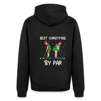 Golf Elf Weihnachten Golfer - Unisex Premium Bio Zip Hoodie - Schwarz - Hinten - Nico (187cm)