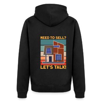 Need To Sell Let's Talk Immobilienmakler - Unisex Premium Bio Zip Hoodie - Schwarz - Hinten - Nico (187cm)