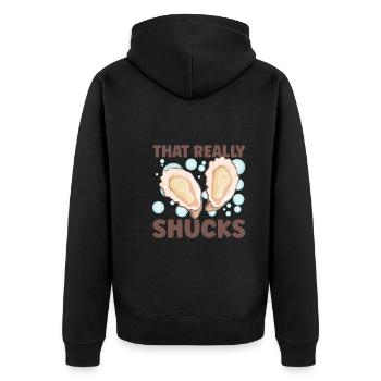 Oyster Lovers Funny Oyster Oyster Shucker - Unisex Premium Organic Zip Hoodie - black - Back - Nico (187cm)
