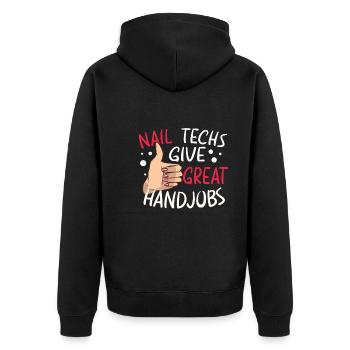 Nail Tech Nail Technician Manicurist Nails Artist - Unisex Premium Bio Zip Hoodie - Schwarz - Hinten - Nico (187cm)