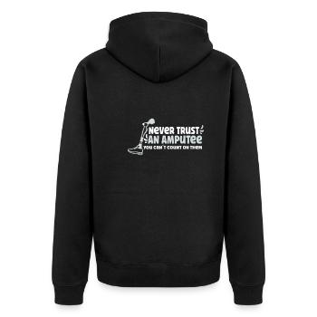 Handicapped Wheelchair Cyborg Leg Arm Amputee - Unisex Premium Organic Zip Hoodie - black - Back - Nico (187cm)