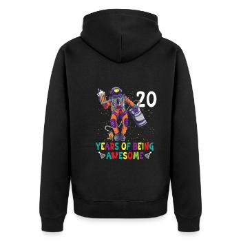 20th Birthday Astronaut Astronomy Solar System - Unisex Premium Bio Zip Hoodie - Schwarz - Hinten - Nico (187cm)