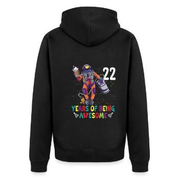 22nd Birthday Astronaut Astronomy Solar System - Unisex Premium Organic Zip Hoodie - black - Back - Nico (187cm)