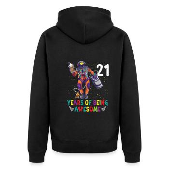 21e anniversaire Astronaute Astronomie Système solaire - Veste à capuche bio Premium Unisexe - noir - Dos - Nico (187cm)