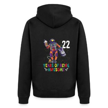 22nd Birthday Astronaut Astronomy Solar System - Unisex Premium Organic Zip Hoodie - black - Back - Nico (187cm)