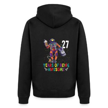 27th Birthday Astronaut Astronomy Solar System - Unisex Premium Bio Zip Hoodie - Schwarz - Hinten - Nico (187cm)