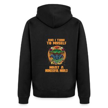 Flat Earth Theory Flat Earth Army Earth - Unisex Premium Bio Zip Hoodie - Schwarz - Hinten - Nico (187cm)