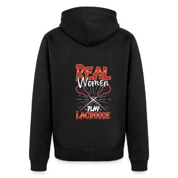 Lacrosse-spieler Lacrosse-trainer Lax Player - Unisex Premium Bio Zip Hoodie - Schwarz - Hinten - Nico (187cm)