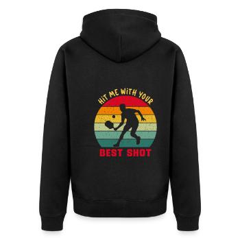 Pickleball Player Pickleball Paddle Pickleball - Unisex Premium Bio Zip Hoodie - Schwarz - Hinten - Nico (187cm)