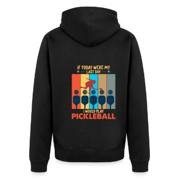 Pickleball Player Pickleball Paddle Pickleball - Unisex Premium Bio Zip Hoodie - Schwarz - Hinten - Nico (187cm)