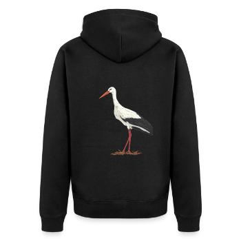 Storch Vogel Ornithologie Vogelbeobachtung - Unisex Premium Bio Zip Hoodie - Schwarz - Hinten - Nico (187cm)
