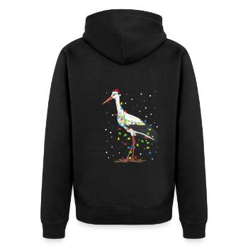 Storch Vogel Vogelbeobachtung Weihnachten - Unisex Premium Bio Zip Hoodie - Schwarz - Hinten - Nico (187cm)