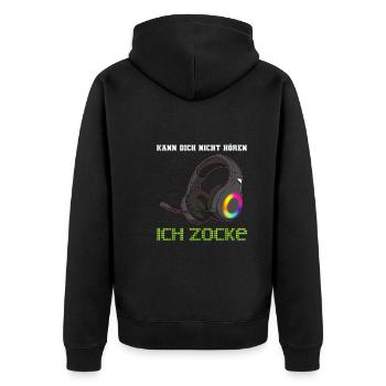 Kann Dich Nicht Hören Ich Zocke Gamer Zocker - Unisex Premium Bio Zip Hoodie - Schwarz - Hinten - Nico (187cm)