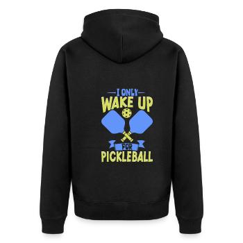 Pickleball Player Pickleball Paddle Pickleball - Unisex Premium Bio Zip Hoodie - Schwarz - Hinten - Nico (187cm)