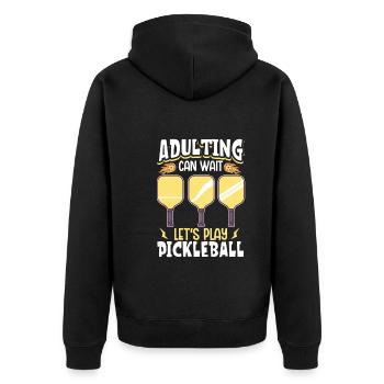 Pickleball Player Pickleball Paddle Pickleball - Unisex Premium Bio Zip Hoodie - Schwarz - Hinten - Nico (187cm)