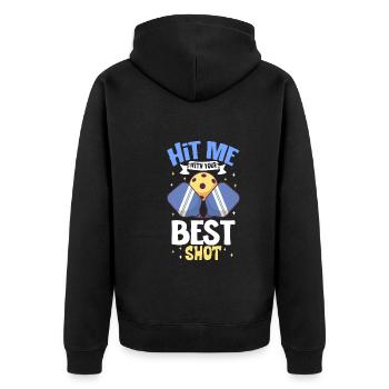 Pickleball Player Pickleball Paddle Pickleball - Unisex Premium Bio Zip Hoodie - Schwarz - Hinten - Nico (187cm)