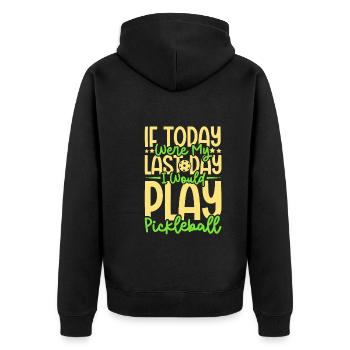 Pickleball Player Pickleball Paddle Pickleball - Unisex Premium Bio Zip Hoodie - Schwarz - Hinten - Nico (187cm)
