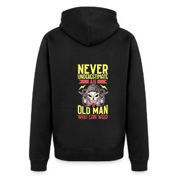 Welder Funny Funny Sweat Gift - Unisex Premium Organic Zip Hoodie - black - Back - Nico (187cm)