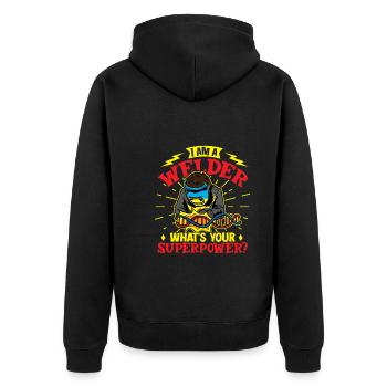 Welder Funny Funny Sweat Gift - Unisex Premium Organic Zip Hoodie - black - Back - Nico (187cm)