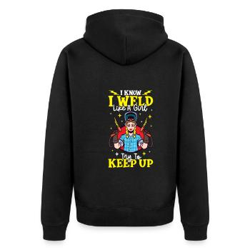 Soudeur drôle drôle sweat cadeau - Veste à capuche bio Premium Unisexe - noir - Dos - Nico (187cm)
