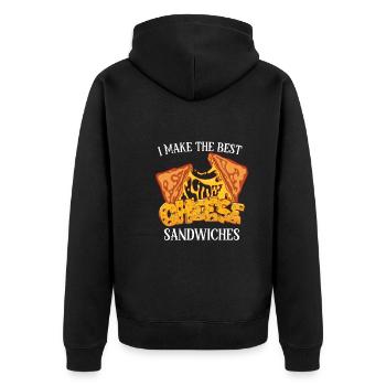 Cheese Cheesesteak Rolls Philly Cheesesteak - Unisex Premium Bio Zip Hoodie - Schwarz - Hinten - Nico (187cm)