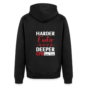 Sanitäter Erster Responder Krankenwagenfahrer - Unisex Premium Bio Zip Hoodie - Schwarz - Hinten - Nico (187cm)