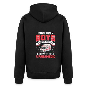 Sanitäter Erster Responder Krankenwagenfahrer - Unisex Premium Bio Zip Hoodie - Schwarz - Hinten - Nico (187cm)