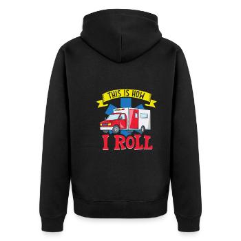 Sanitäter Erster Responder Krankenwagenfahrer - Unisex Premium Bio Zip Hoodie - Schwarz - Hinten - Nico (187cm)