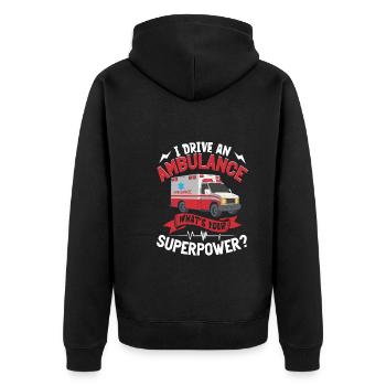 Sanitäter Erster Responder Krankenwagenfahrer - Unisex Premium Bio Zip Hoodie - Schwarz - Hinten - Nico (187cm)