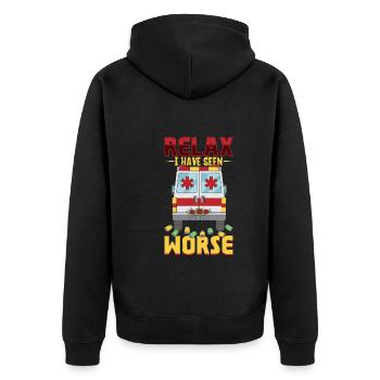 Sanitäter Erster Responder Krankenwagenfahrer - Unisex Premium Bio Zip Hoodie - Schwarz - Hinten - Nico (187cm)