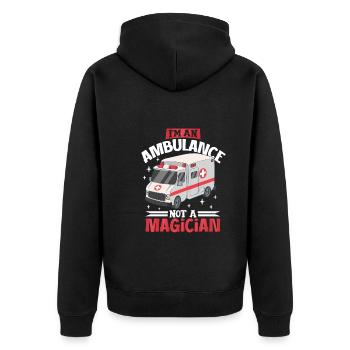 Sanitäter Erster Responder Krankenwagenfahrer - Unisex Premium Bio Zip Hoodie - Schwarz - Hinten - Nico (187cm)