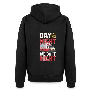 Sanitäter Erster Responder Krankenwagenfahrer - Unisex Premium Bio Zip Hoodie - Schwarz - Hinten - Nico (187cm)