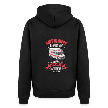 Sanitäter Erster Responder Krankenwagenfahrer - Unisex Premium Bio Zip Hoodie - Schwarz - Hinten - Nico (187cm)