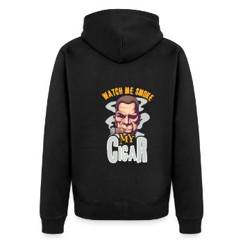 Cigar Cigars Smoke Smoking Bourbon Whiskey Gift - Unisex Premium Bio Zip Hoodie - Schwarz - Hinten - Nico (187cm)